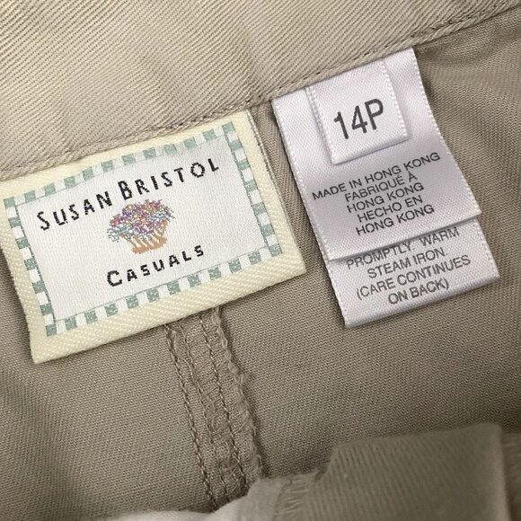 Susan Bristol Vintage Set of Button Down Vest & Skirt | Cream | Size 14 P - Picture 12 of 14